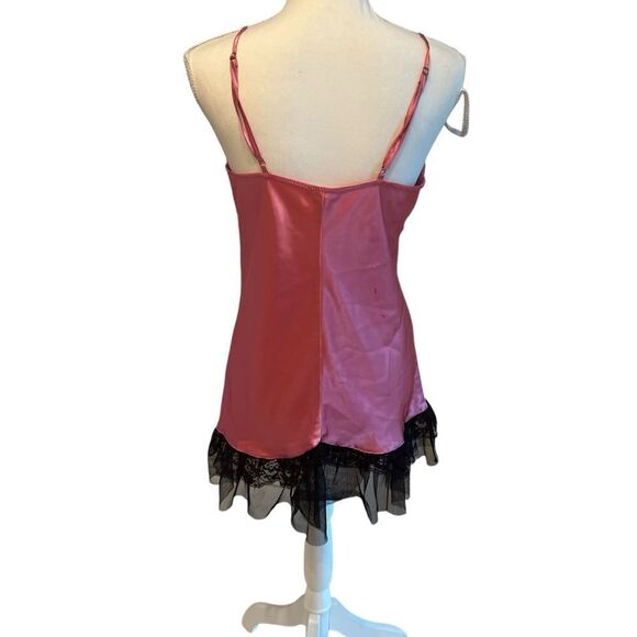 Flora Pink Satin Lingerie Sexy Nightgown Size Large - Picture 4 of 6